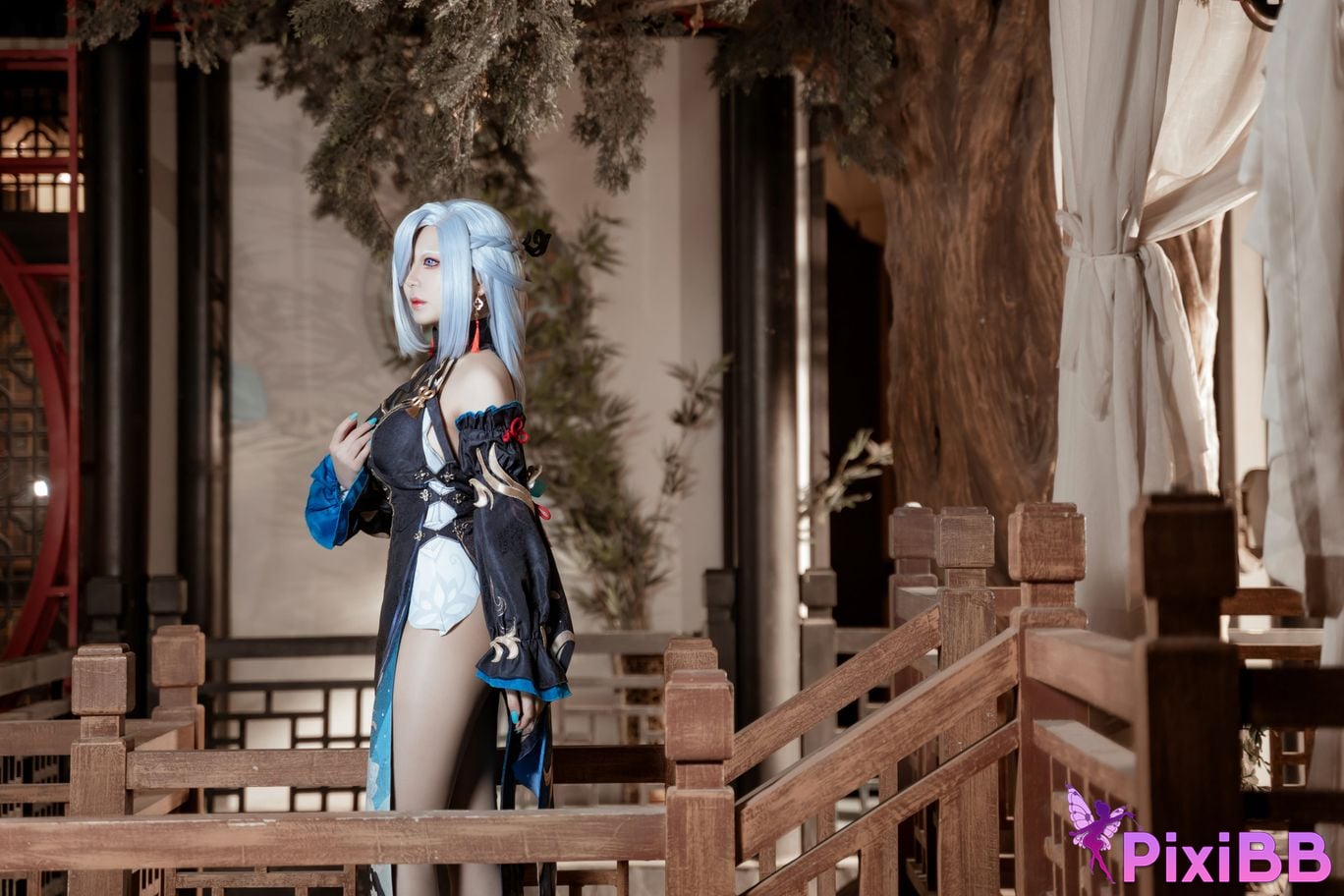 Cosplayer Husensen Genshin Shen He Cold Flower Dew PixiBB.COM 025