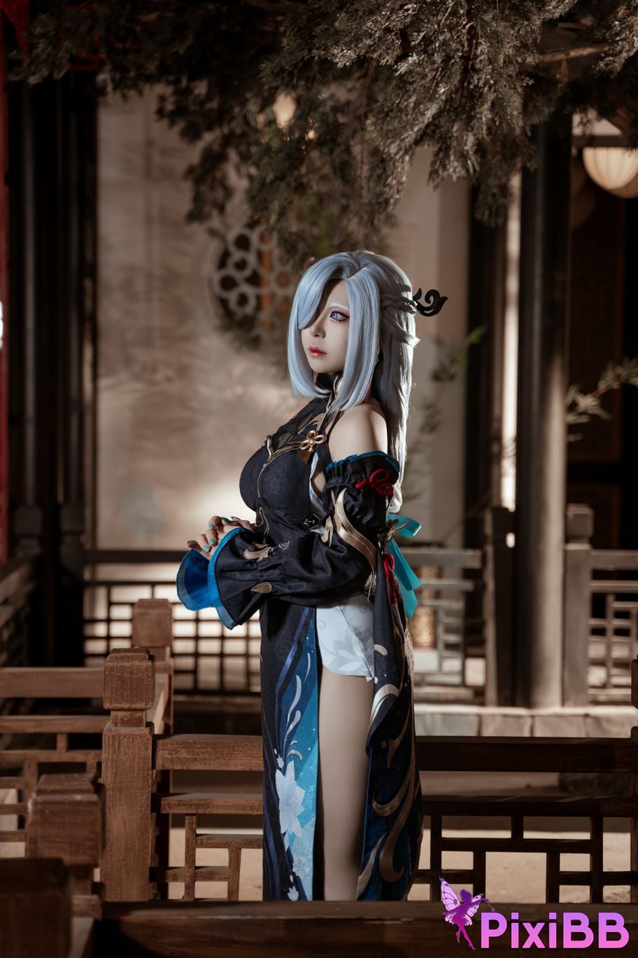 Cosplayer Husensen Genshin Shen He Cold Flower Dew PixiBB.COM 027