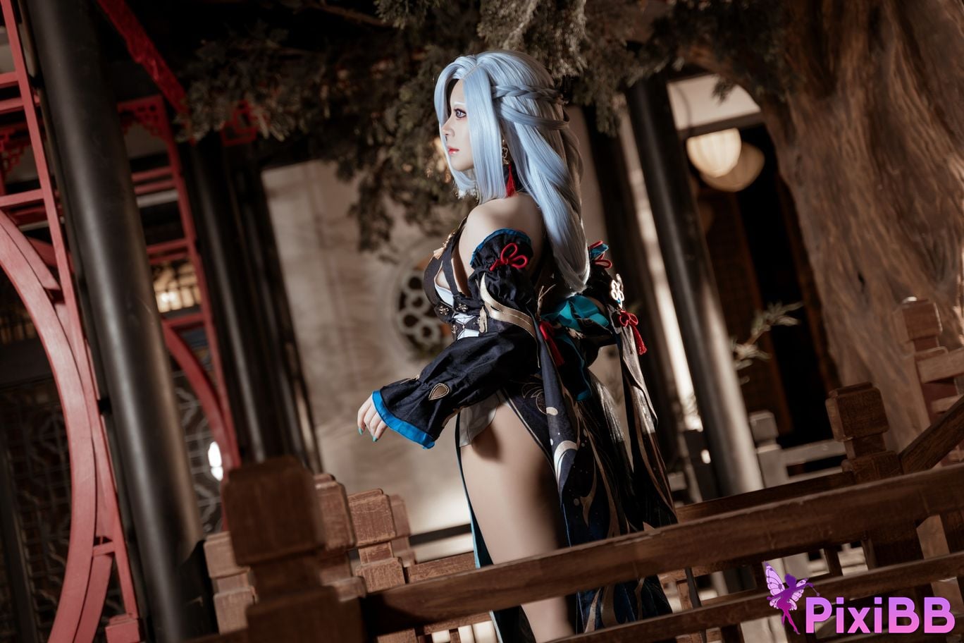 Cosplayer Husensen Genshin Shen He Cold Flower Dew PixiBB.COM 029