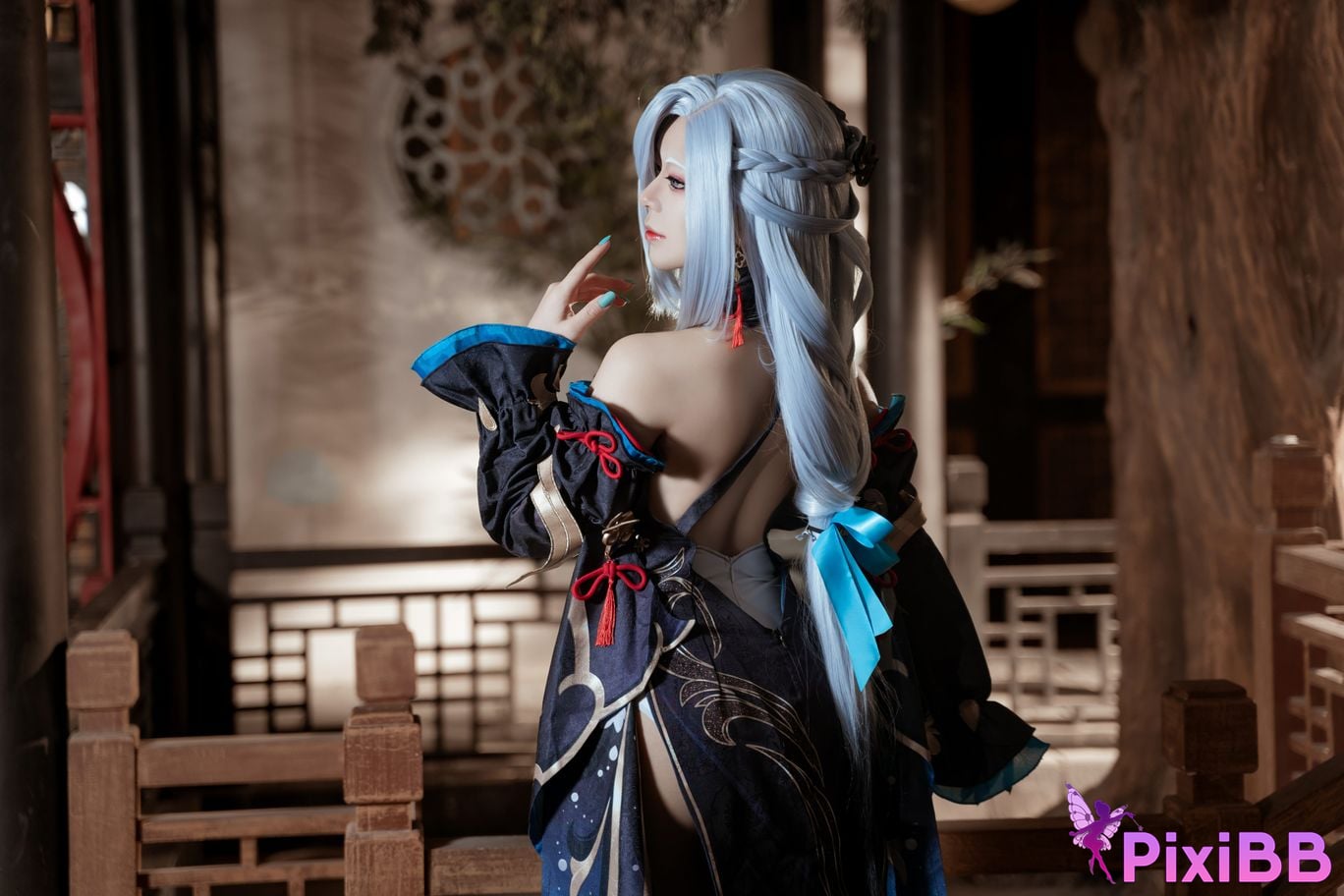 Cosplayer Husensen Genshin Shen He Cold Flower Dew PixiBB.COM 030