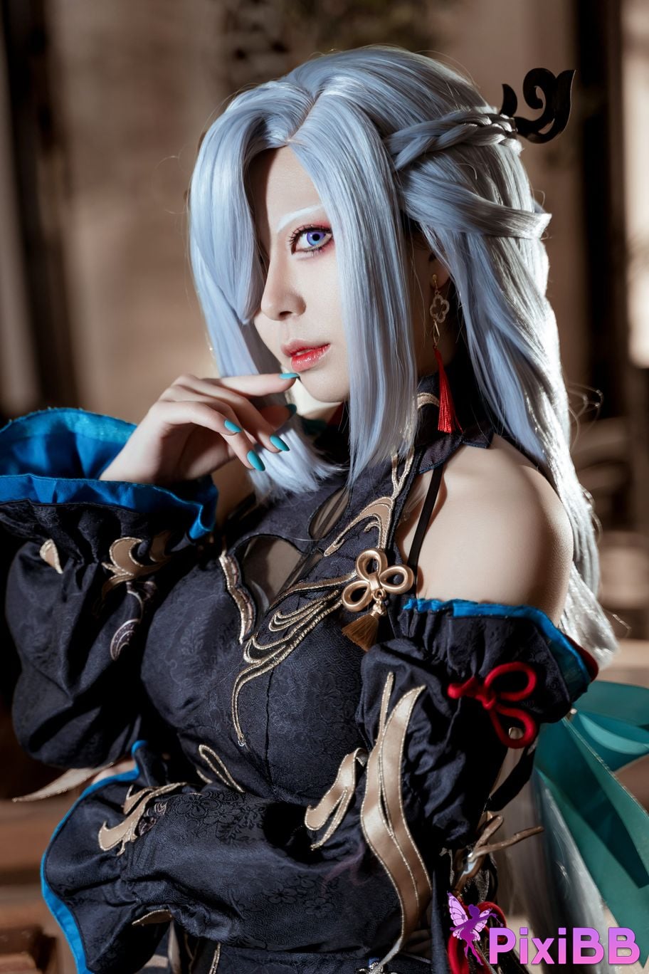 Cosplayer Husensen Genshin Shen He Cold Flower Dew PixiBB.COM 034