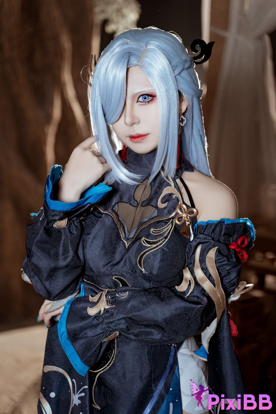 Cosplayer Husensen Genshin Shen He Cold Flower Dew PixiBB.COM 035