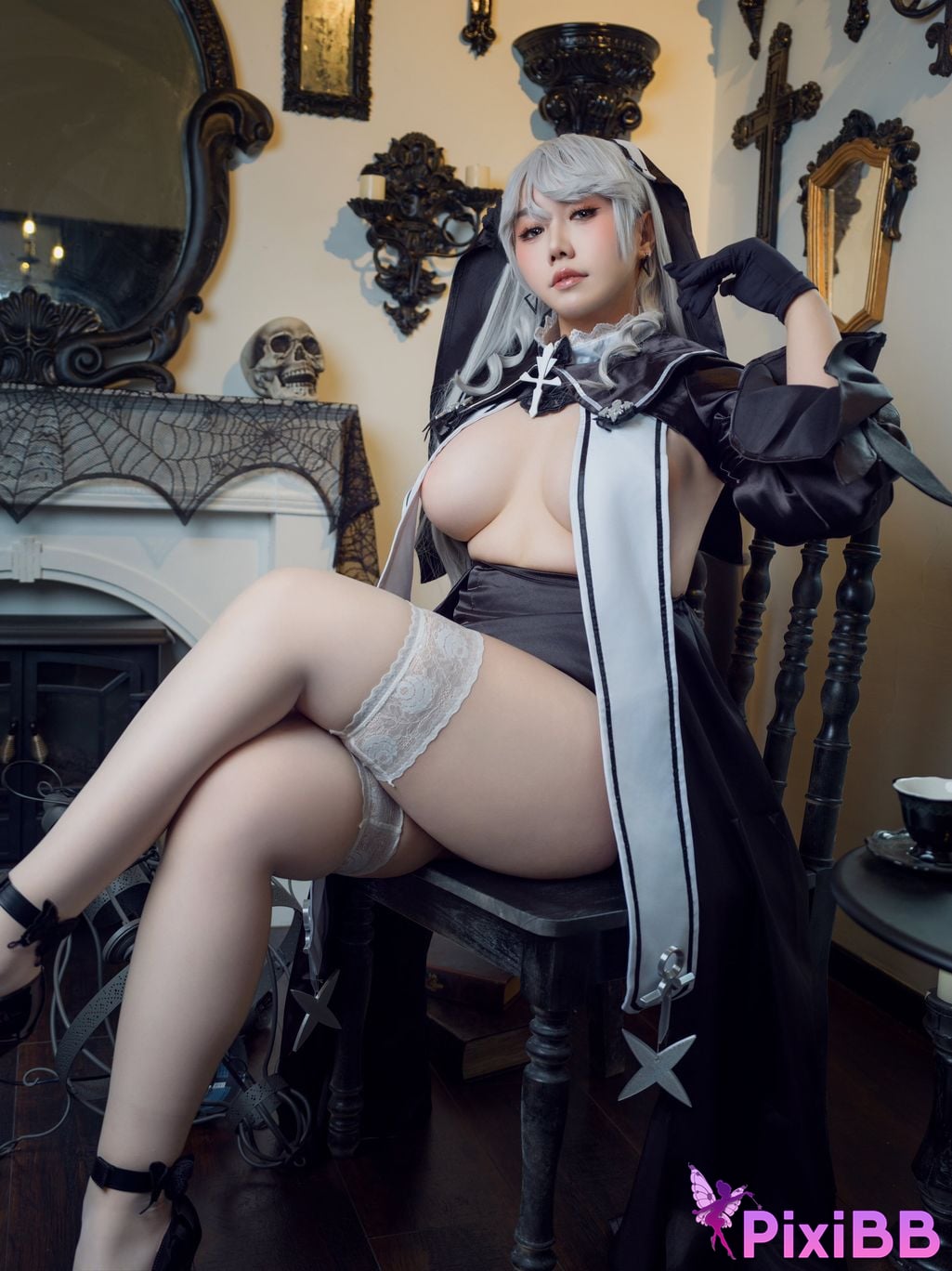 Cosplay Twist Sauce Azur Blue Route Algeria Nun Suit PixiBB.COM 019