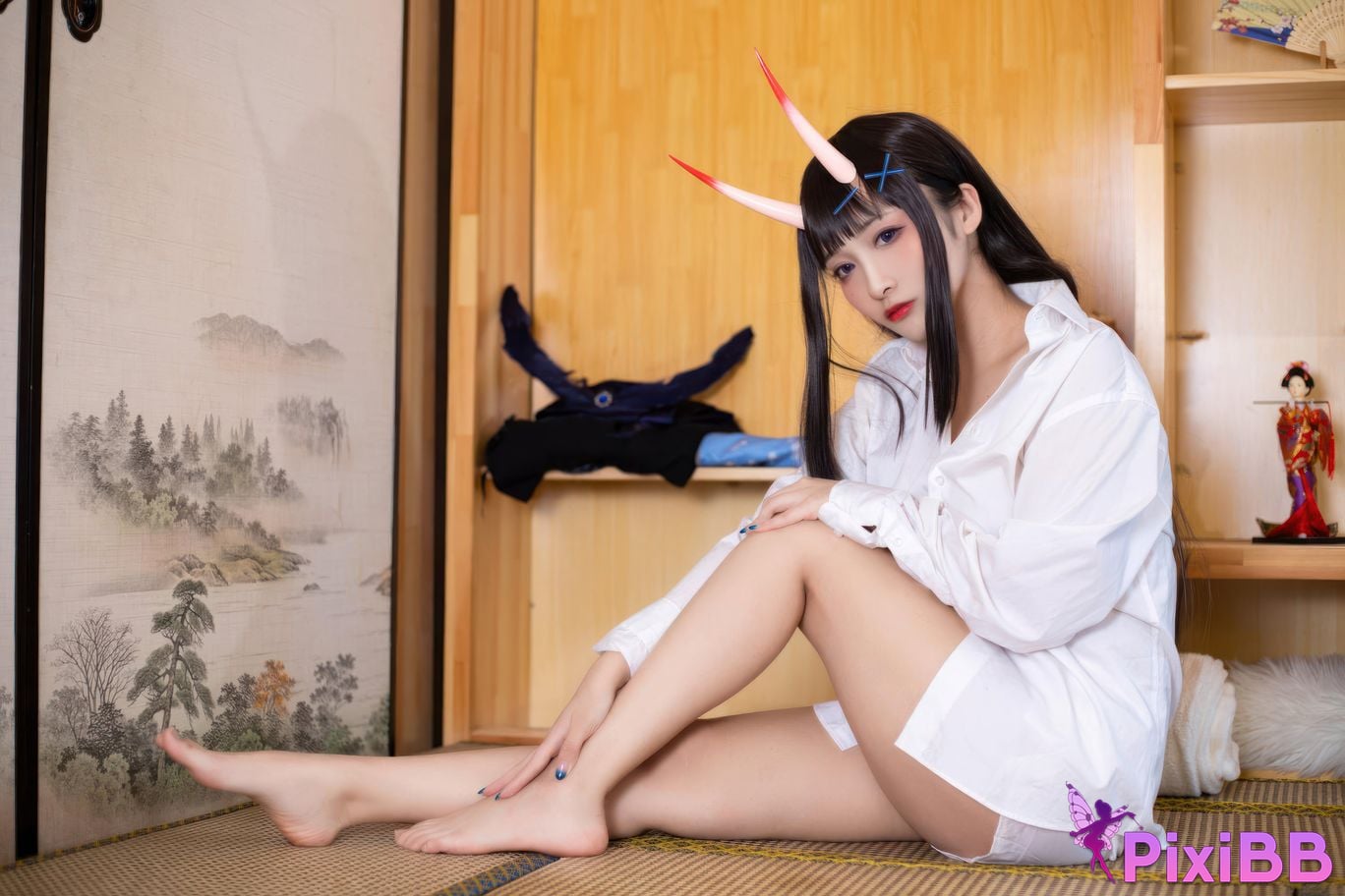 Cosplayer Luo Li LoLiSAMA azur lane Noshiro shirt PixiBB.COM 056