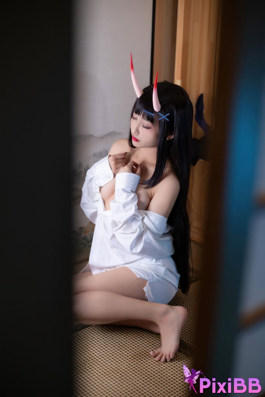Cosplayer Luo Li LoLiSAMA azur lane Noshiro shirt PixiBB.COM 059