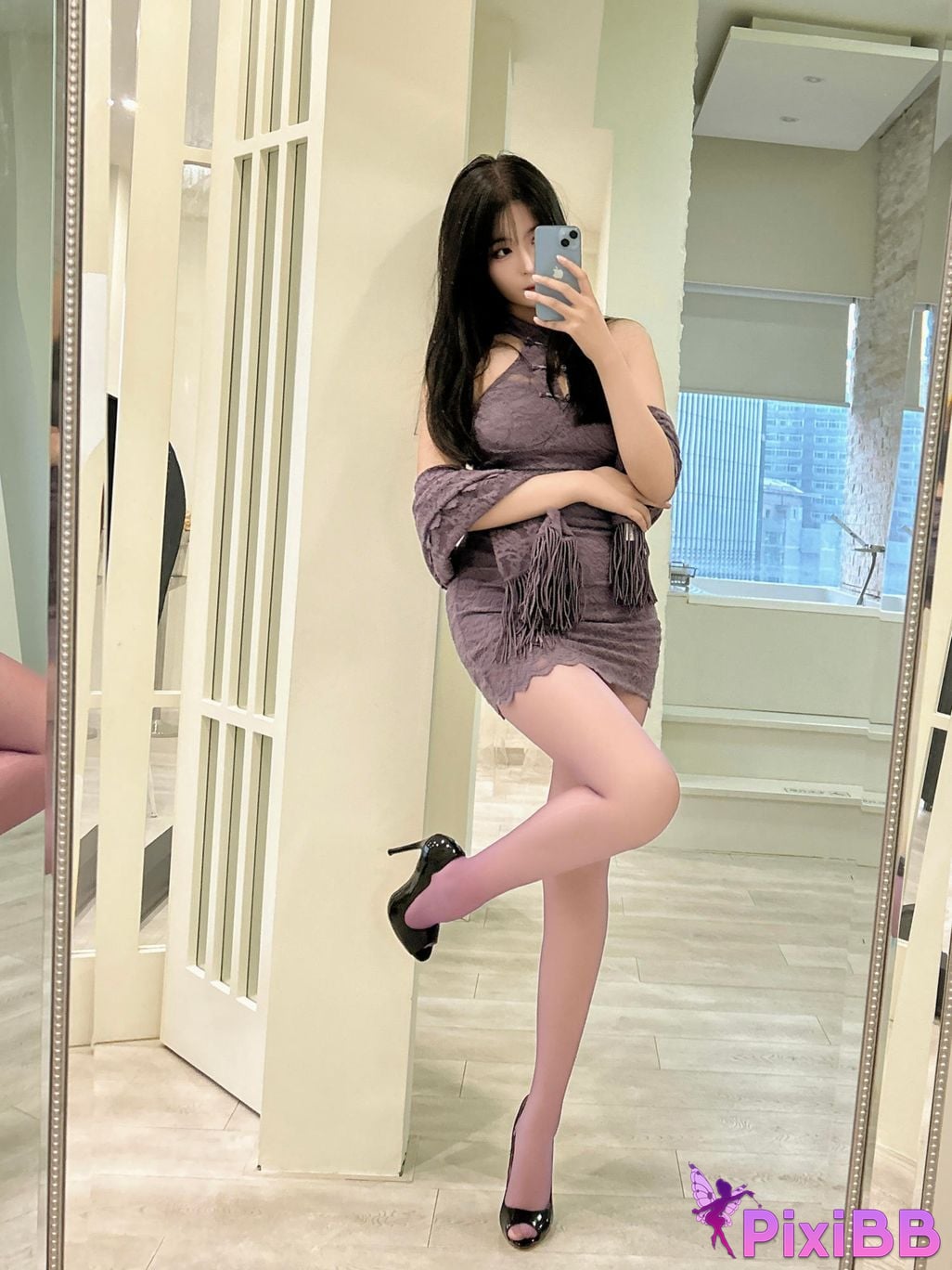 Cosplayer Senior Sister Xuan Xiao purple cheongsam PixiBB.COM 140