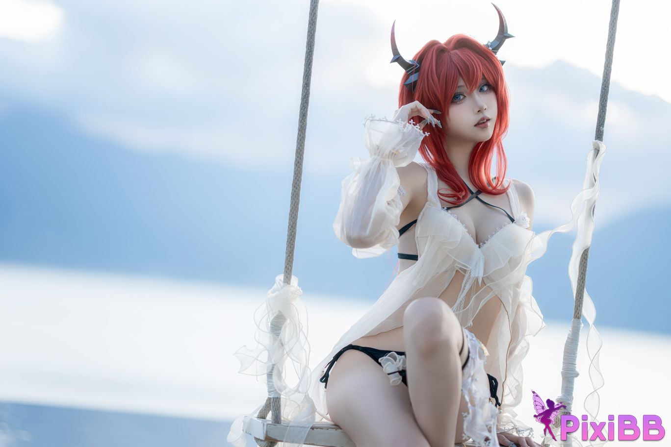 Cosplayer Zhiyue Etsu ko Arknights Shirter swimsuit PixiBB.COM 007