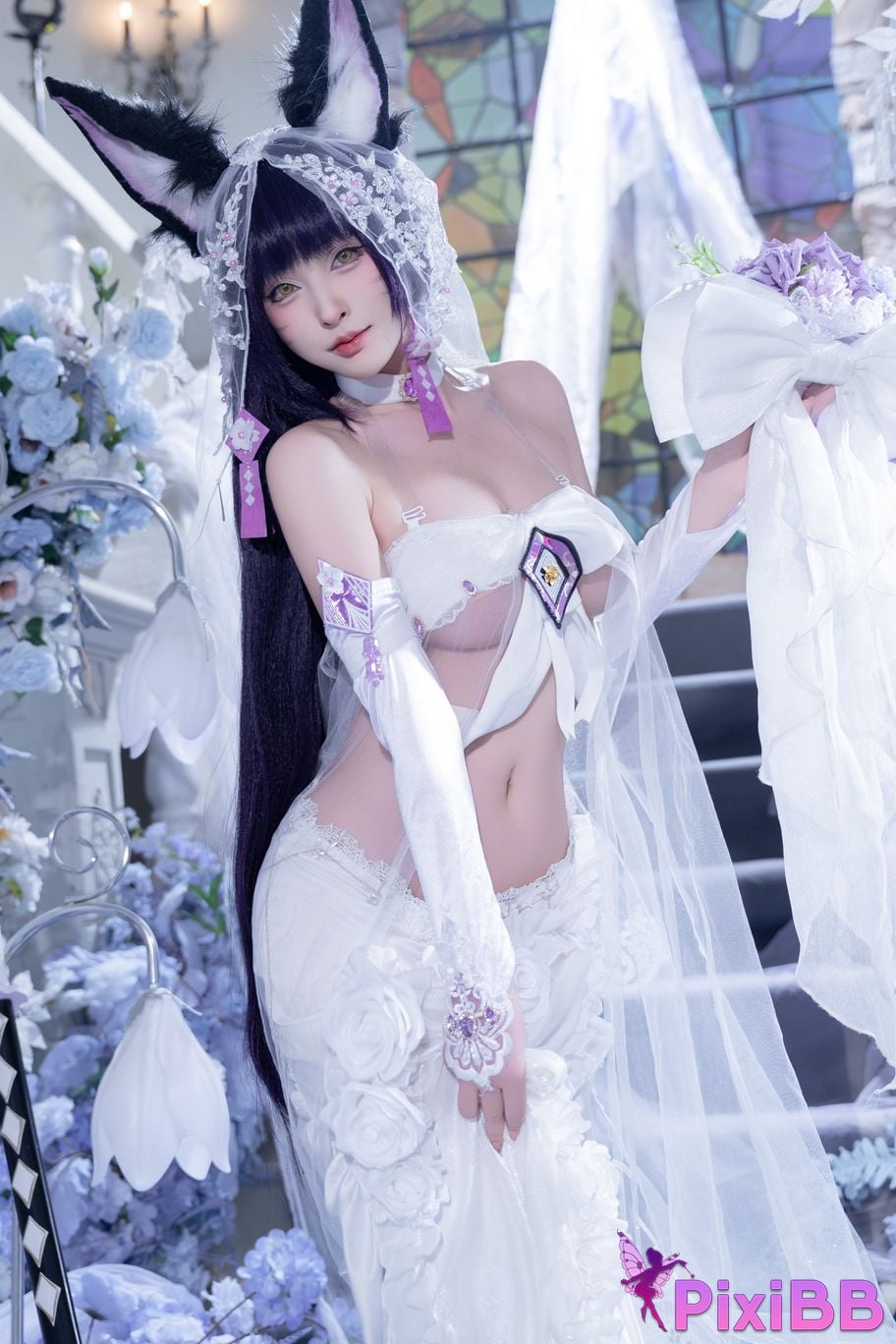 Cosplay Shimizu Yuno Azur Blue Route Musashi Wisteria Flower PixiBB.COM 003