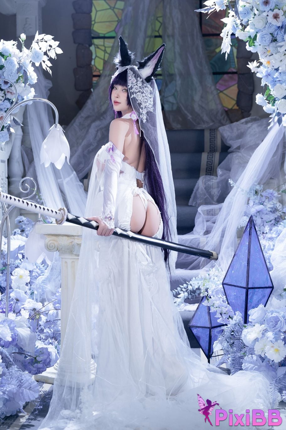 Cosplay Shimizu Yuno Azur Blue Route Musashi Wisteria Flower PixiBB.COM 013