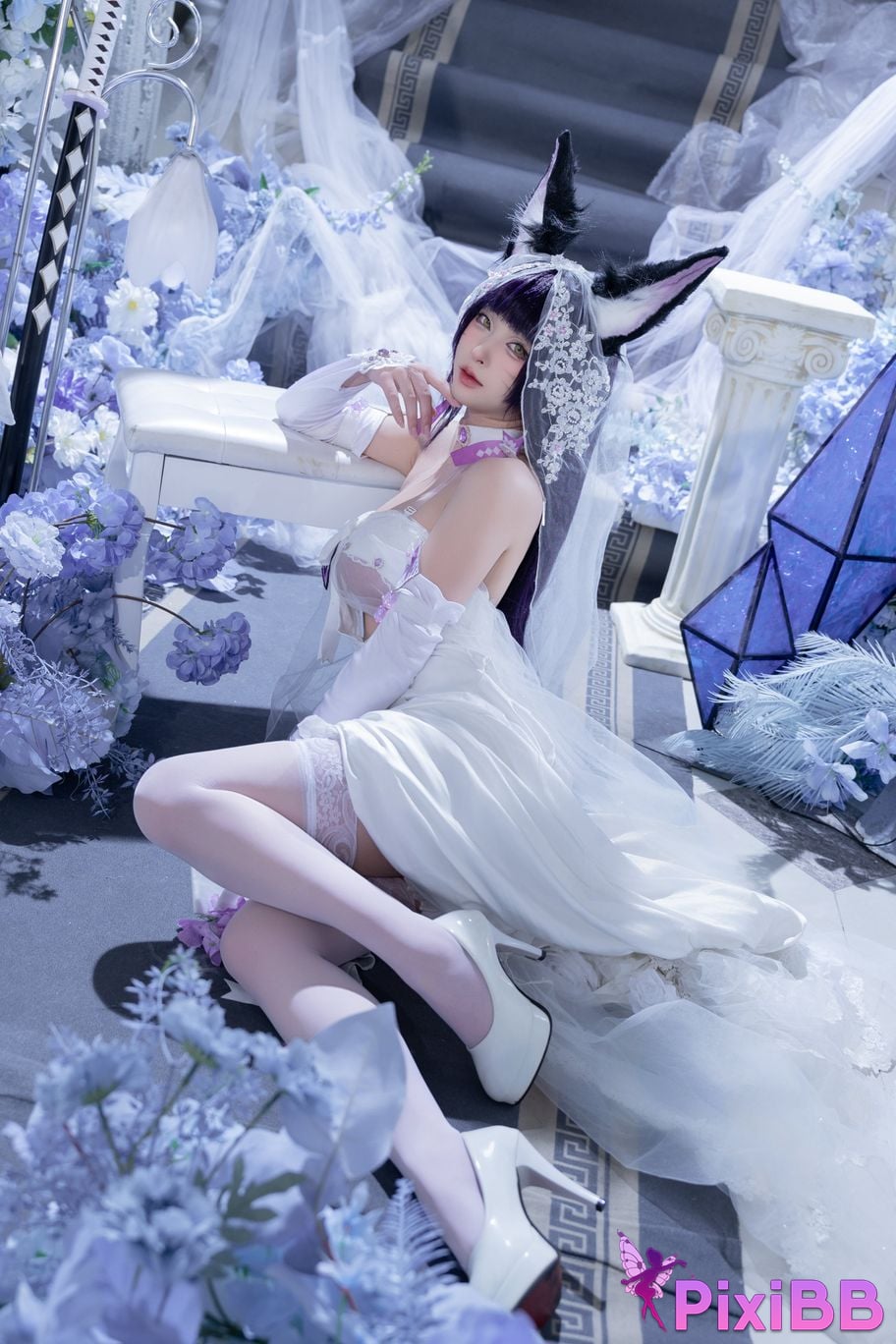 Cosplay Shimizu Yuno Azur Blue Route Musashi Wisteria Flower PixiBB.COM 027