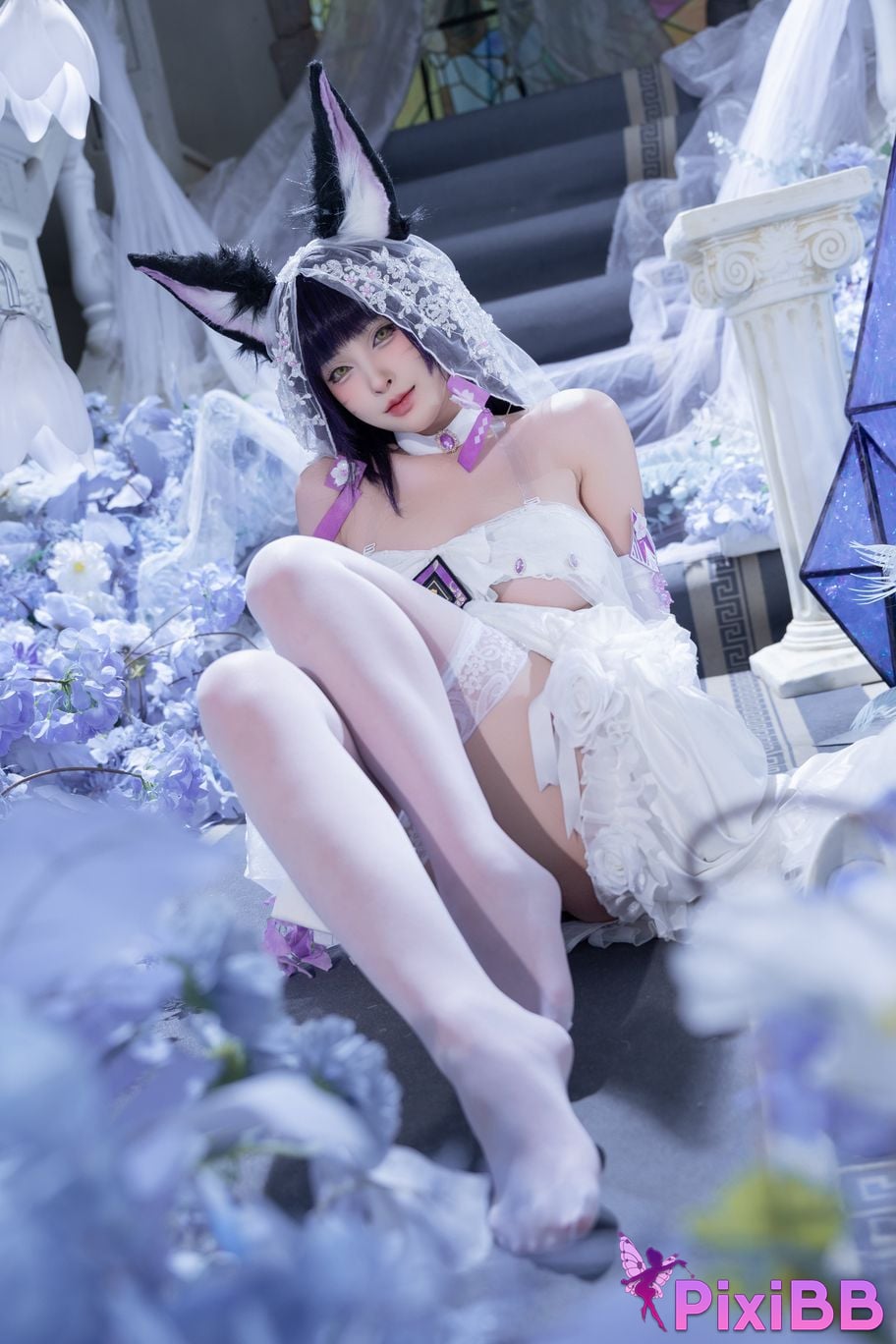 Cosplay Shimizu Yuno Azur Blue Route Musashi Wisteria Flower PixiBB.COM 029