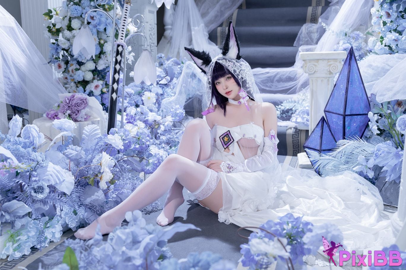 Cosplay Shimizu Yuno Azur Blue Route Musashi Wisteria Flower PixiBB.COM 031