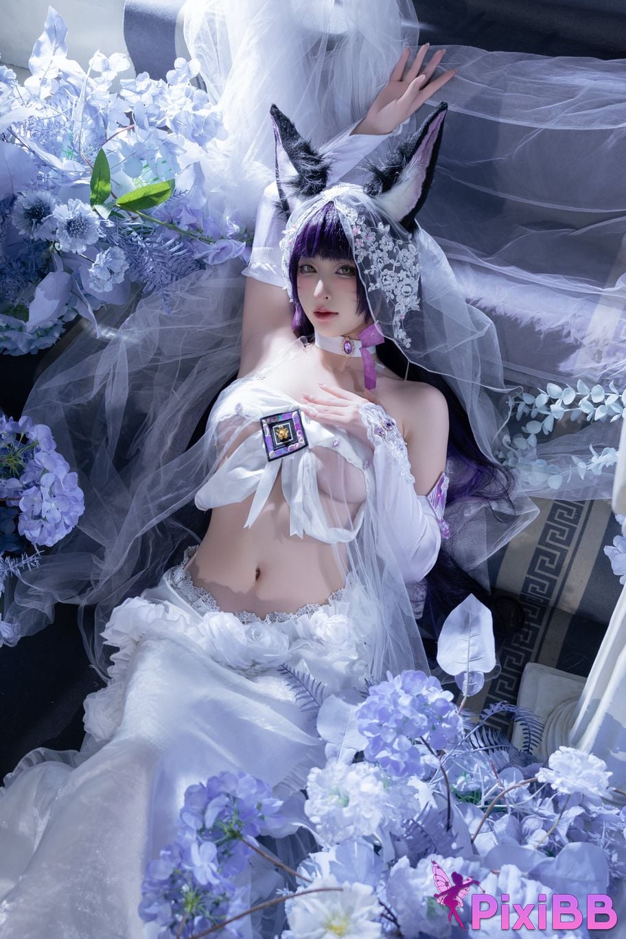 Cosplay Shimizu Yuno Azur Blue Route Musashi Wisteria Flower PixiBB.COM 035