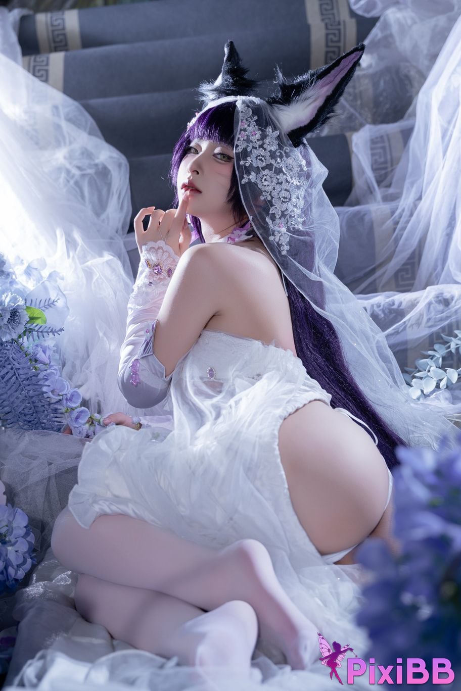 Cosplay Shimizu Yuno Azur Blue Route Musashi Wisteria Flower PixiBB.COM 047