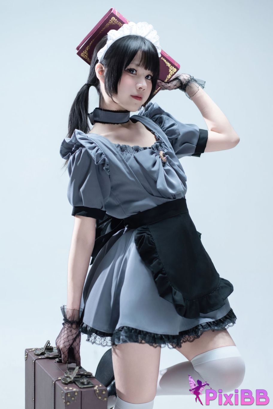 Cosplayer Shimizu Nagi Suitcase with gray maid PixiBB.COM 034