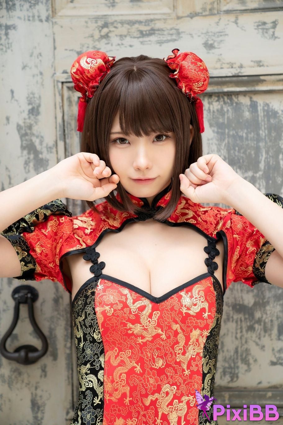 Japanese Idol Enako A landscape aimed at by a richly colored maiden moon change jigra PixiBB.COM 036