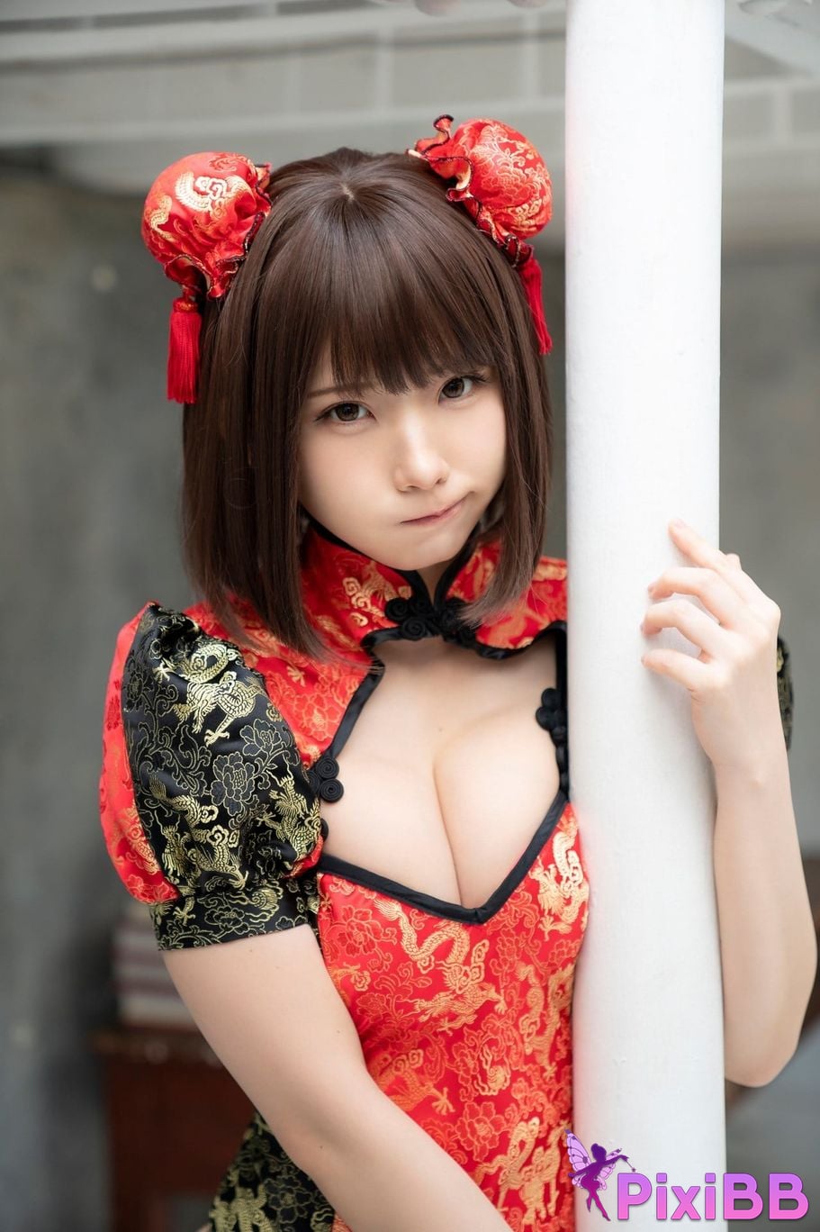 Japanese Idol Enako A landscape aimed at by a richly colored maiden moon change jigra PixiBB.COM 042