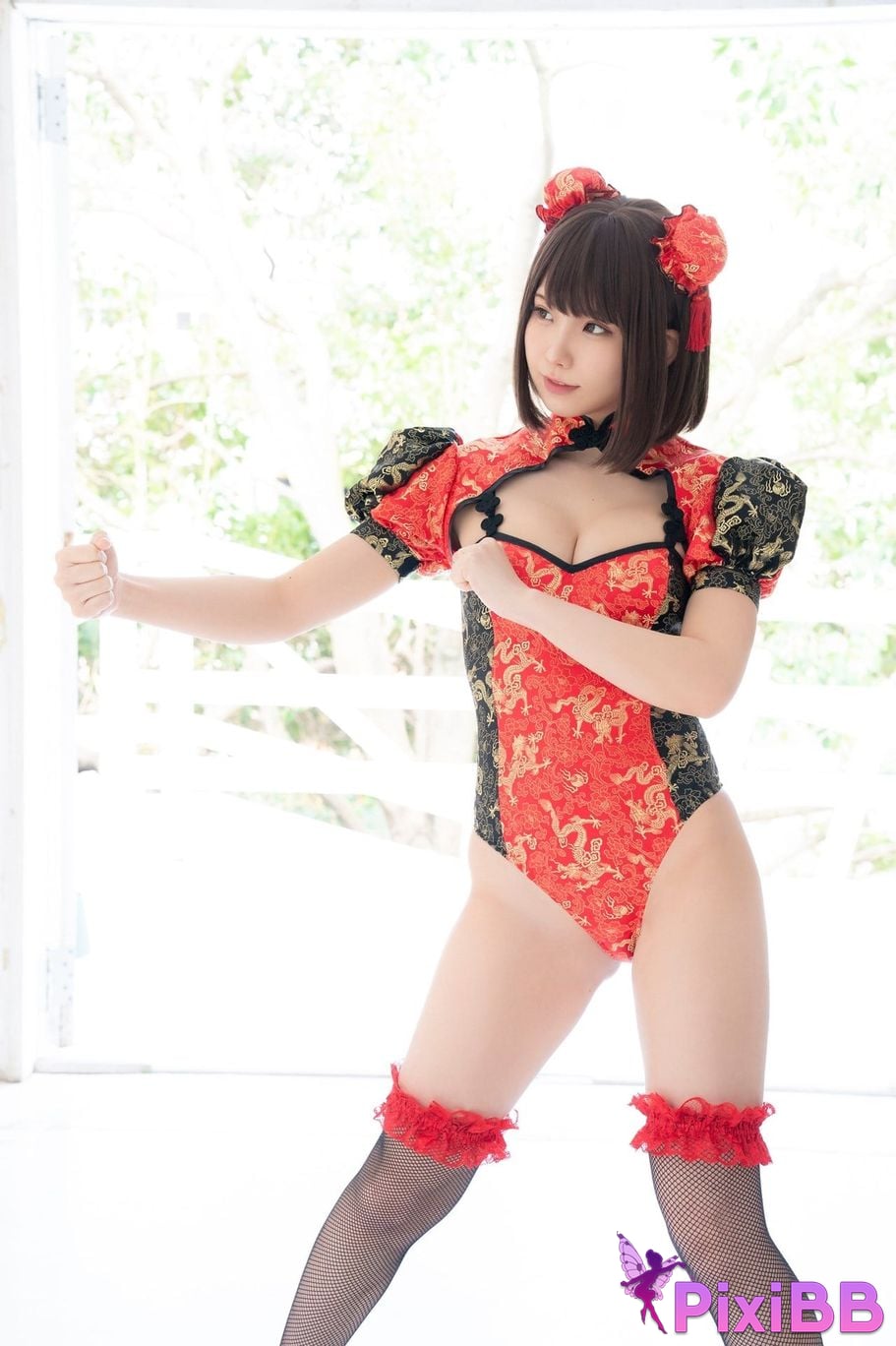 Japanese Idol Enako A landscape aimed at by a richly colored maiden moon change jigra PixiBB.COM 051