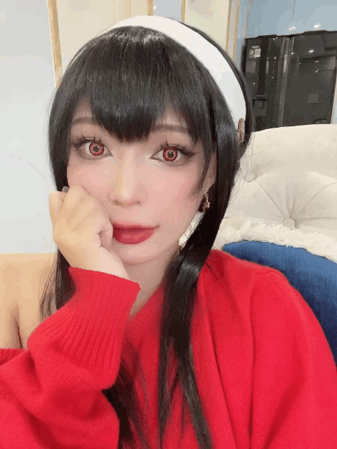 Umeko J Yor Forger Red Sweater PixiBB.COM