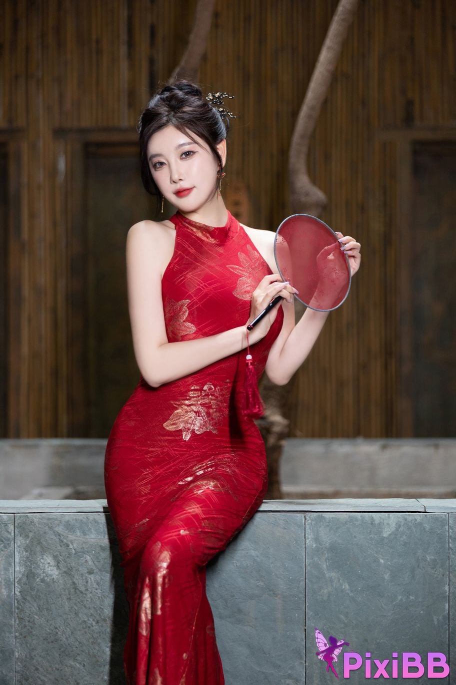 No watermark for in app purchases Yang Chen Chenchen Yome XIUREN model red cheongsam PixiBB.COM 001