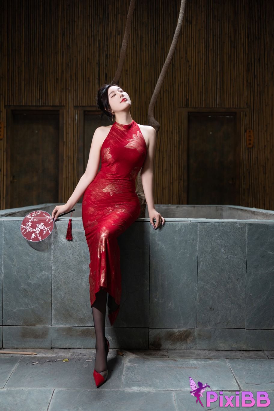 No watermark for in app purchases Yang Chen Chenchen Yome XIUREN model red cheongsam PixiBB.COM 006
