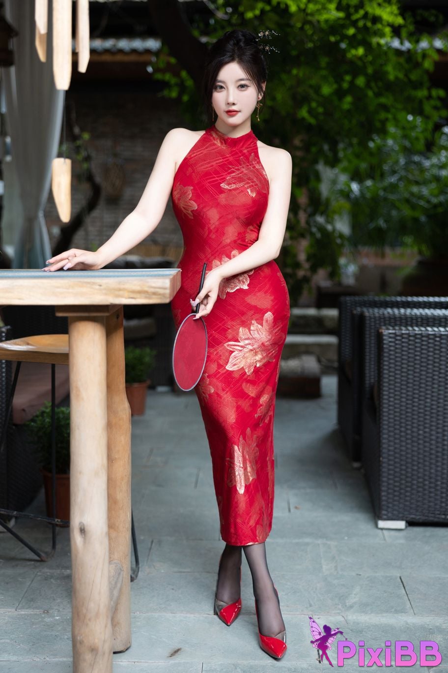 No watermark for in app purchases Yang Chen Chenchen Yome XIUREN model red cheongsam PixiBB.COM 013