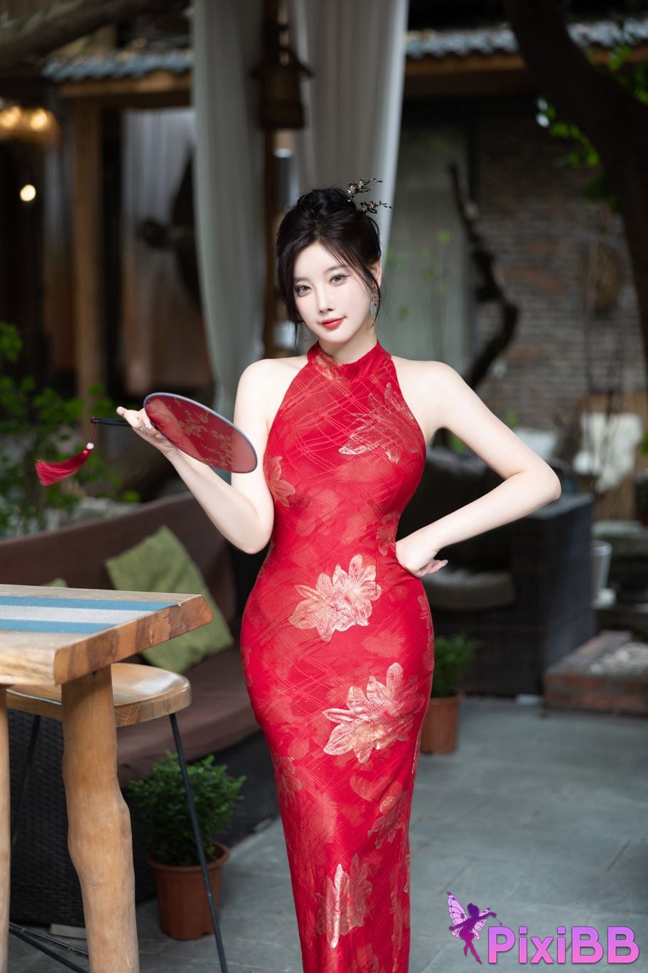 No watermark for in app purchases Yang Chen Chenchen Yome XIUREN model red cheongsam PixiBB.COM 015