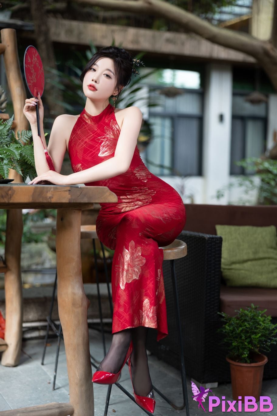 No watermark for in app purchases Yang Chen Chenchen Yome XIUREN model red cheongsam PixiBB.COM 017