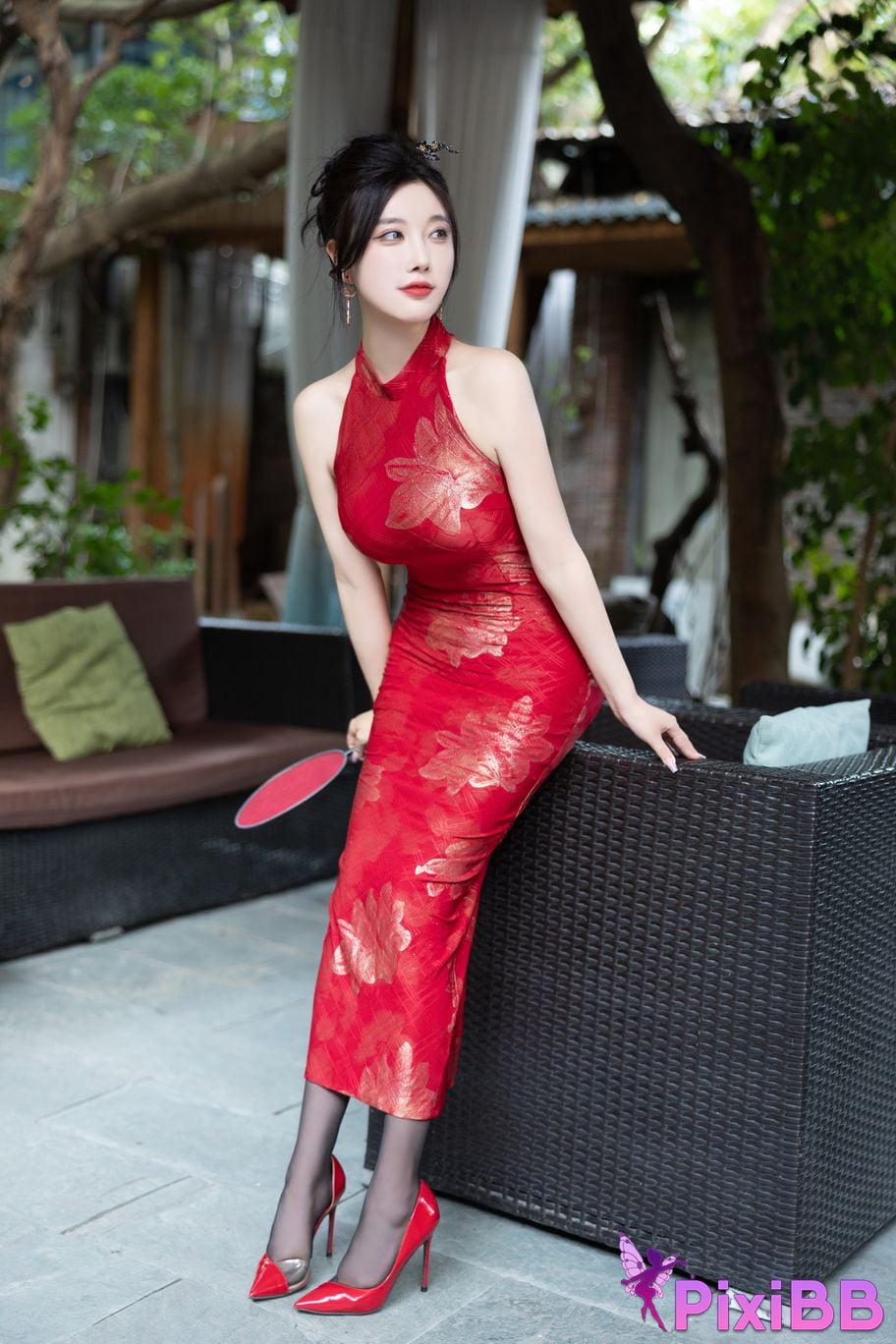 No watermark for in app purchases Yang Chen Chenchen Yome XIUREN model red cheongsam PixiBB.COM 018