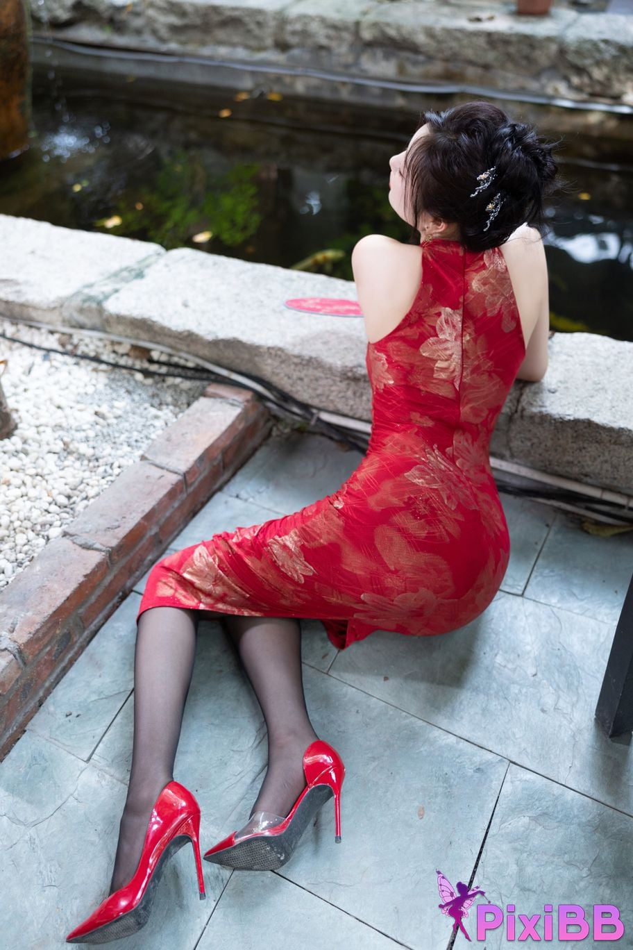 No watermark for in app purchases Yang Chen Chenchen Yome XIUREN model red cheongsam PixiBB.COM 026