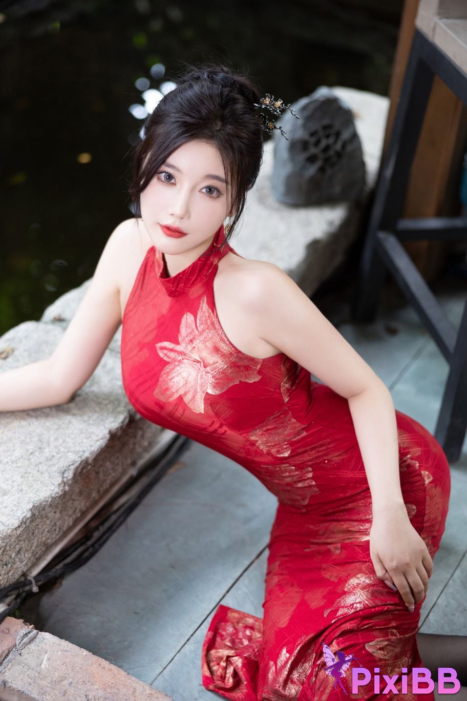 No watermark for in app purchases Yang Chen Chenchen Yome XIUREN model red cheongsam PixiBB.COM 028