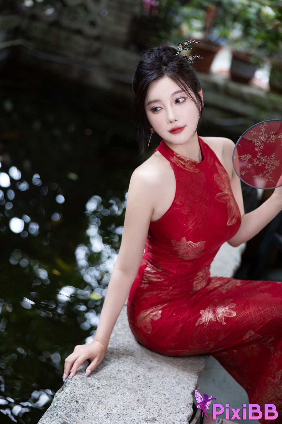 No watermark for in app purchases Yang Chen Chenchen Yome XIUREN model red cheongsam PixiBB.COM 033