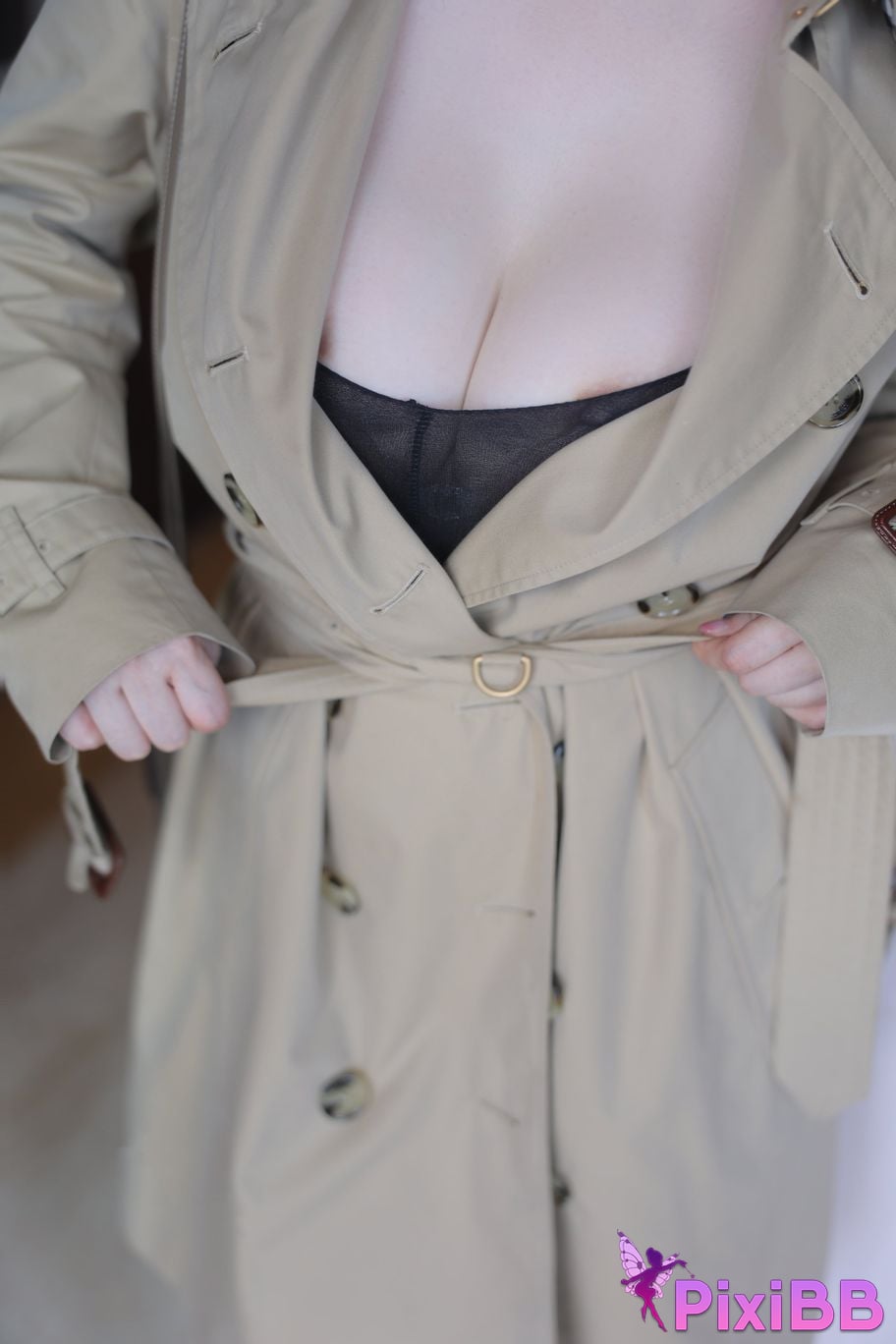 No watermark for in app purchases Bai Ru Xue Ruxue XIUREN model black silk trench coat PixiBB.COM 005