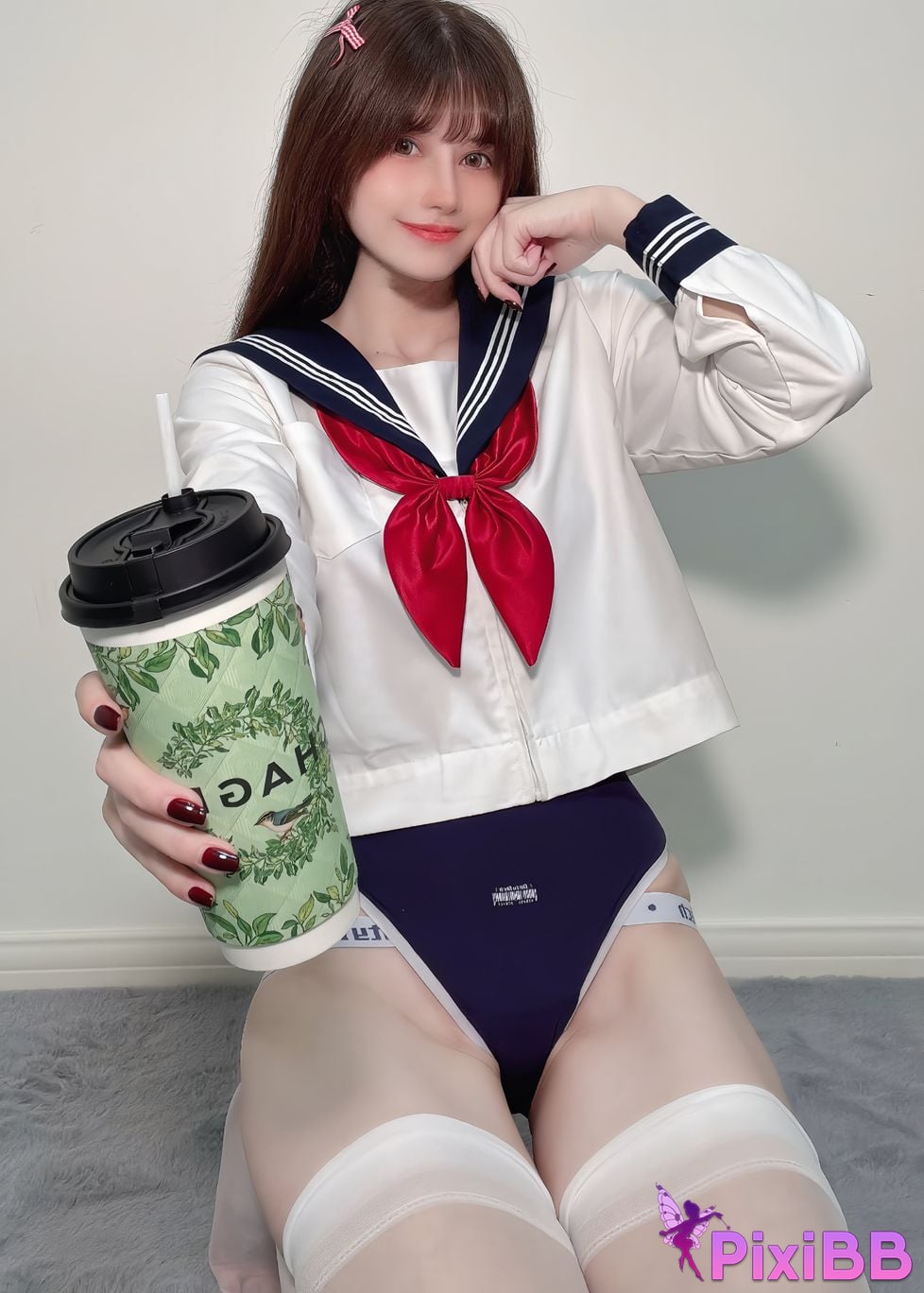 Cosplay Lu Eight Years Old White Silk Sailor Suit PixiBB.COM 023