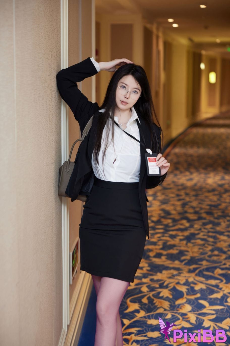 No watermark for in app purchases Bai Ru Xue Ruxue XIUREN model purple silk OL PixiBB.COM 004