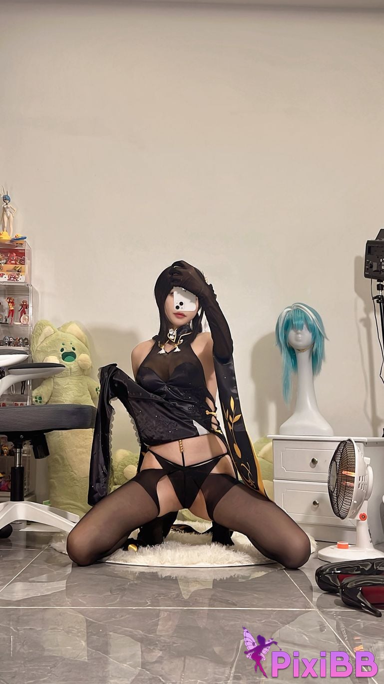 Cosplayer shadowless meow Ghost Zhenhai black cheongsam PixiBB.COM 012