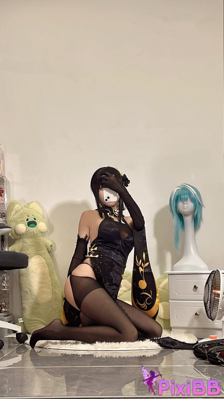 Cosplayer shadowless meow Ghost Zhenhai black cheongsam PixiBB.COM 017