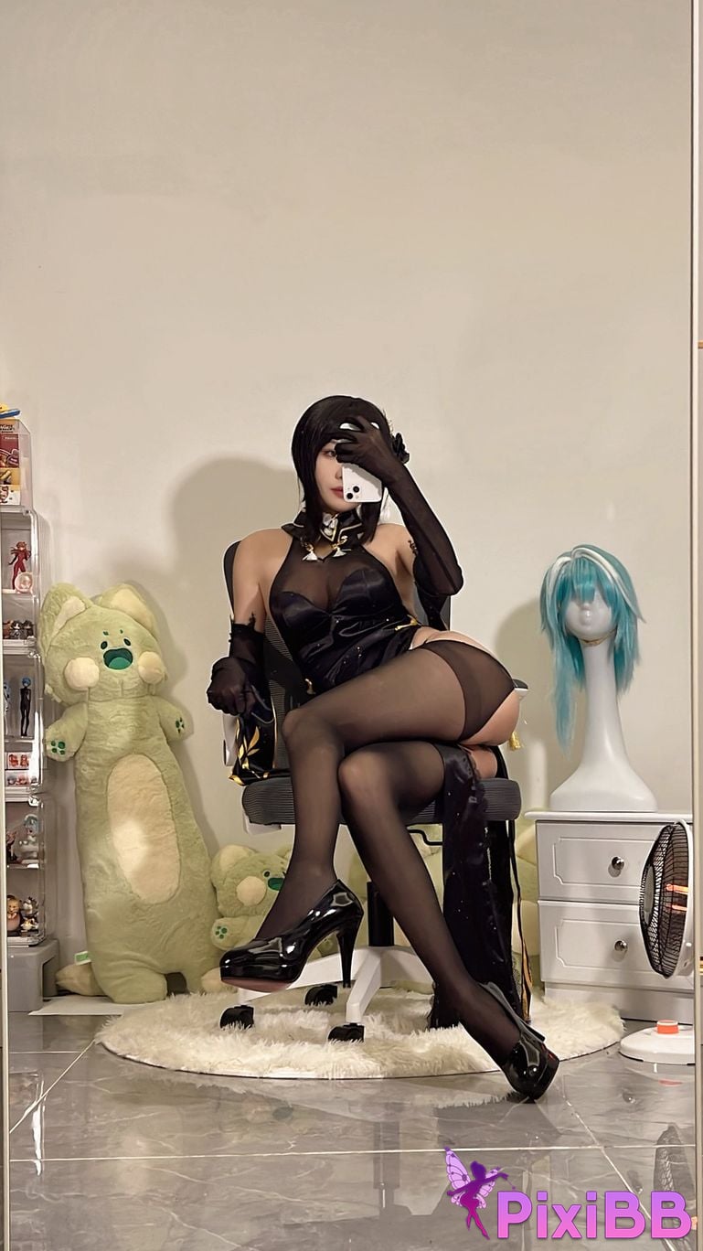 Cosplayer shadowless meow Ghost Zhenhai black cheongsam PixiBB.COM 022