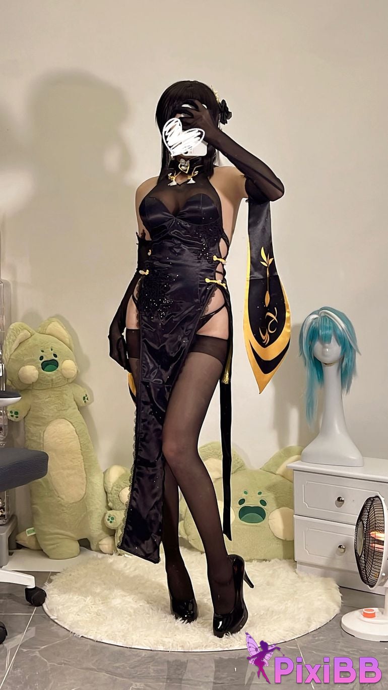 Cosplayer shadowless meow Ghost Zhenhai black cheongsam PixiBB.COM 025