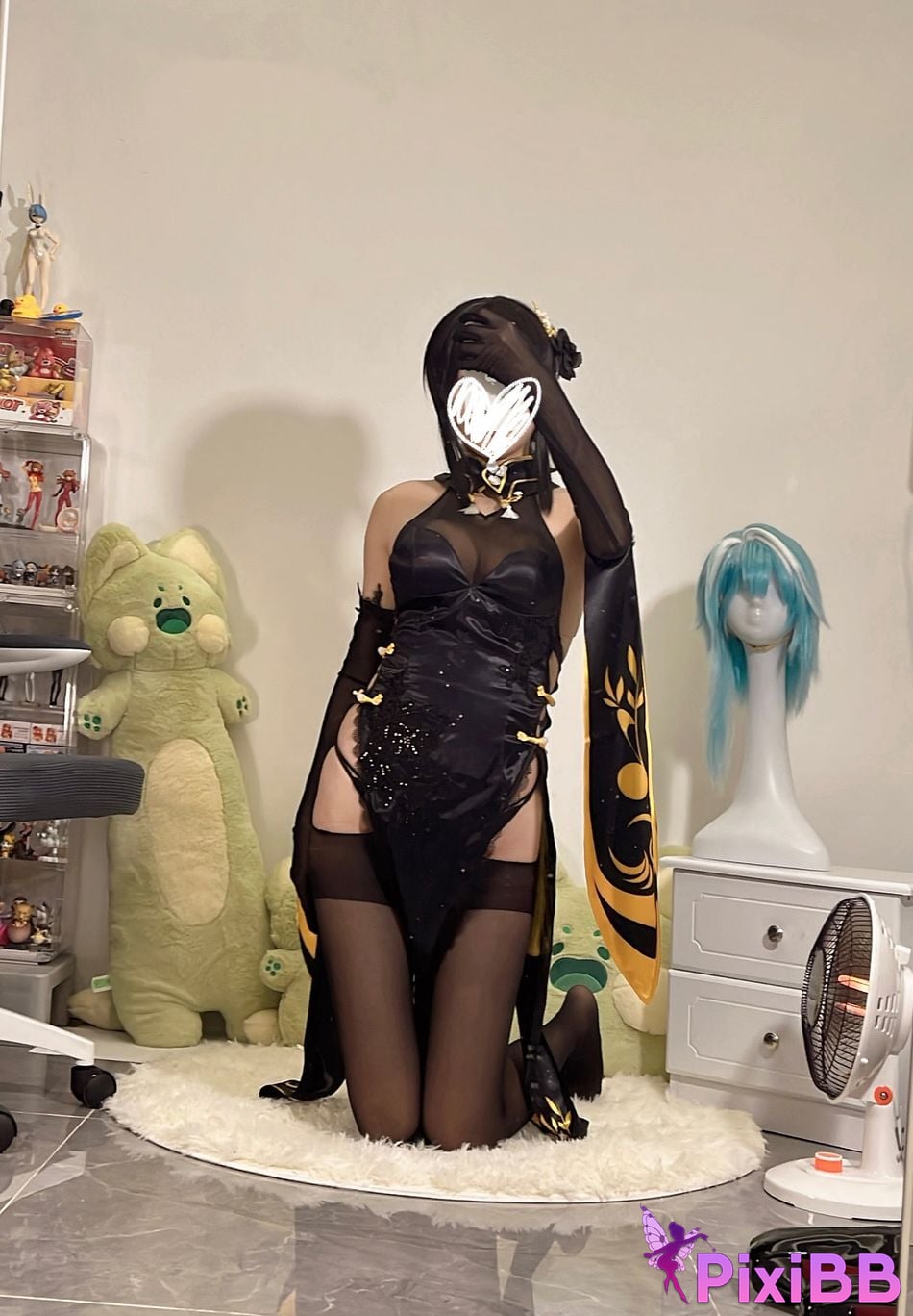 Cosplayer shadowless meow Ghost Zhenhai black cheongsam PixiBB.COM 026