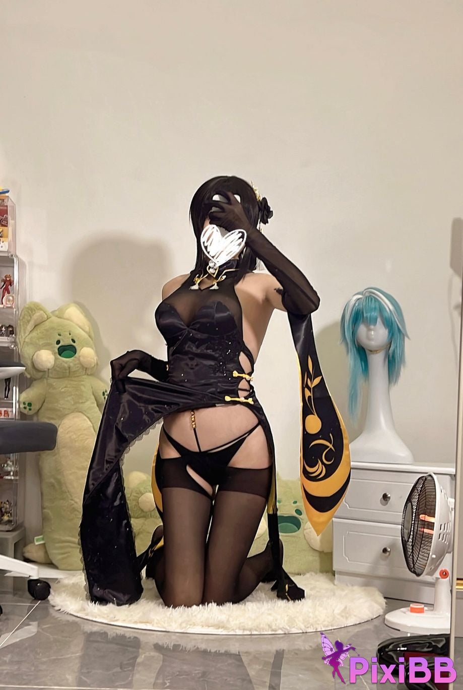 Cosplayer shadowless meow Ghost Zhenhai black cheongsam PixiBB.COM 028