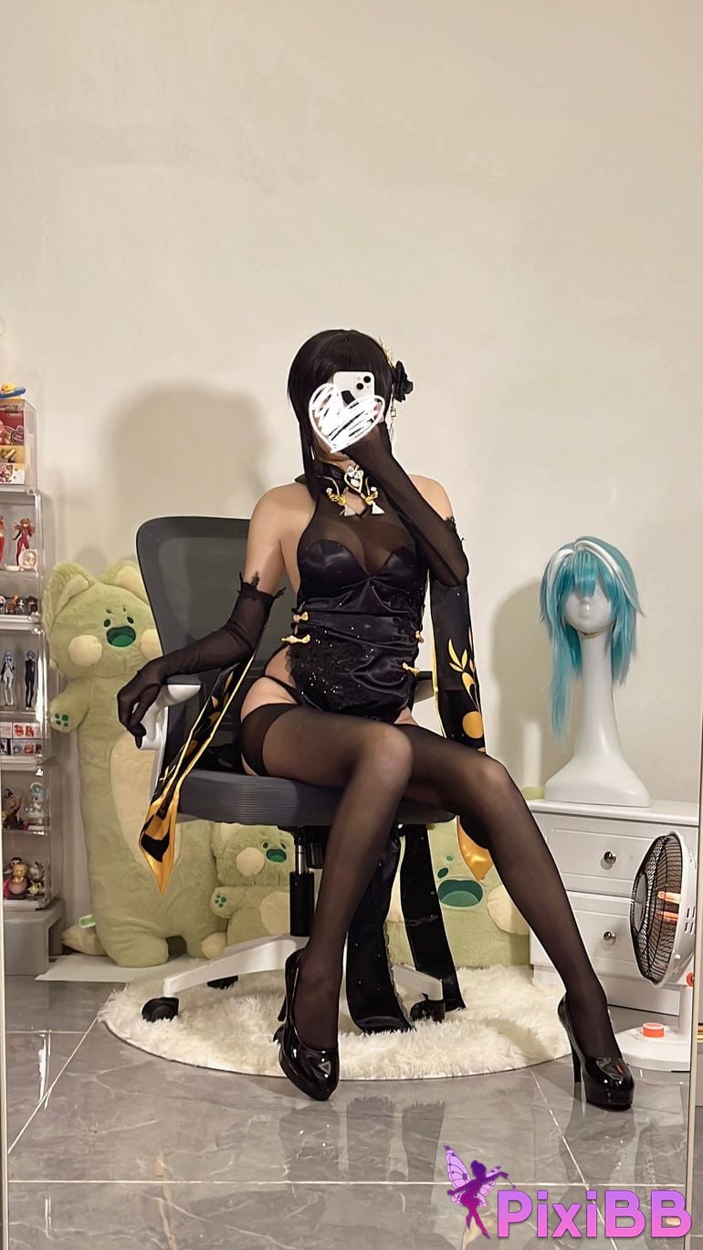 Cosplayer shadowless meow Ghost Zhenhai black cheongsam PixiBB.COM 030