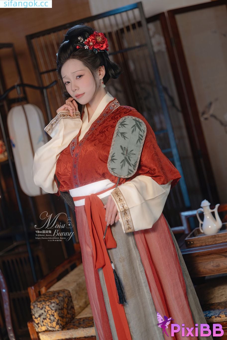 Cosplayer Sticky Dumpling Rabbit 2026 Year 02 monthly works Hurry up golden lotus welcomes spring PixiBB.COM 045