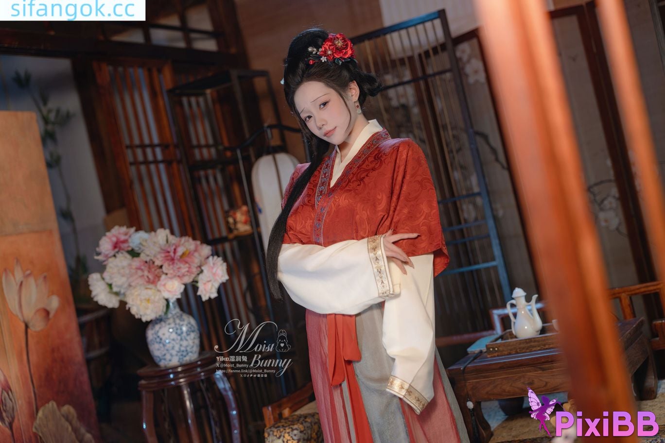 Cosplayer Sticky Dumpling Rabbit 2026 Year 02 monthly works Hurry up golden lotus welcomes spring PixiBB.COM 078