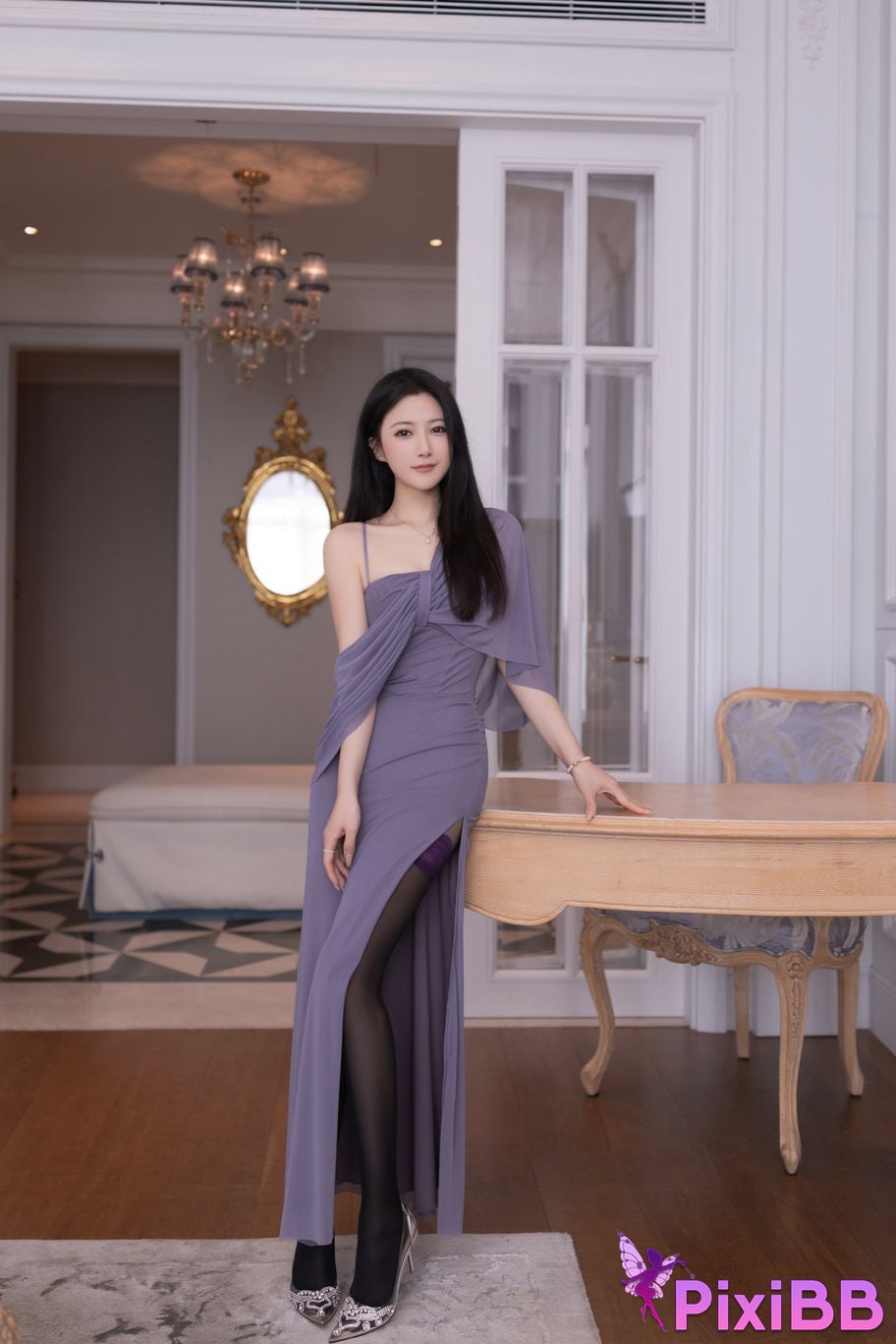 No watermark for in app purchases caviar Fish XIUREN model purple silk PixiBB.COM 001