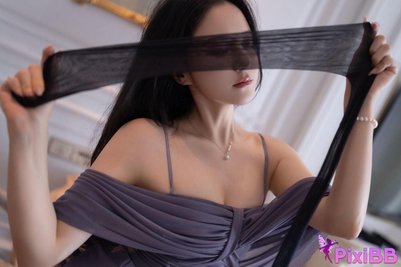 No watermark for in app purchases caviar Fish XIUREN model purple silk PixiBB.COM 046