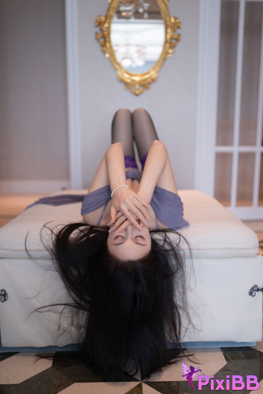 No watermark for in app purchases caviar Fish XIUREN model purple silk PixiBB.COM 076