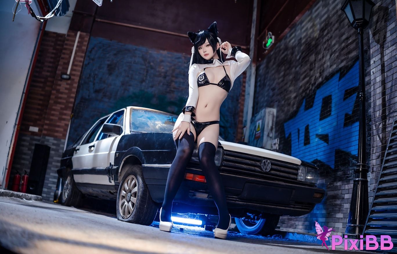 Cosplay Island Fish Azur Blue Route Atago Racing Suit PixiBB.COM 024