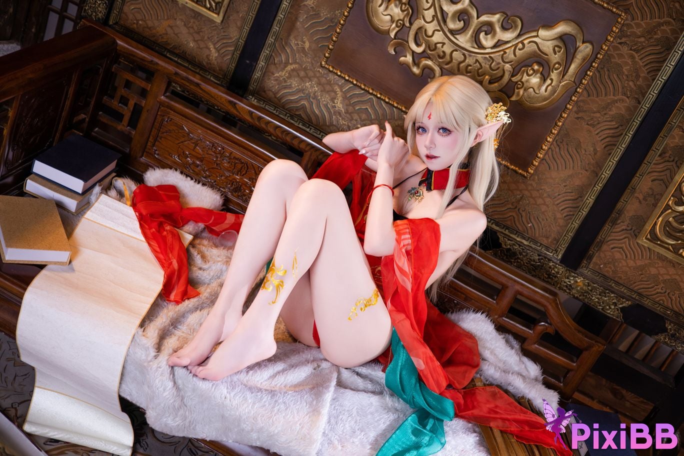 Cosplayer Shuangmu Fusu Brest red antique style PixiBB.COM 004