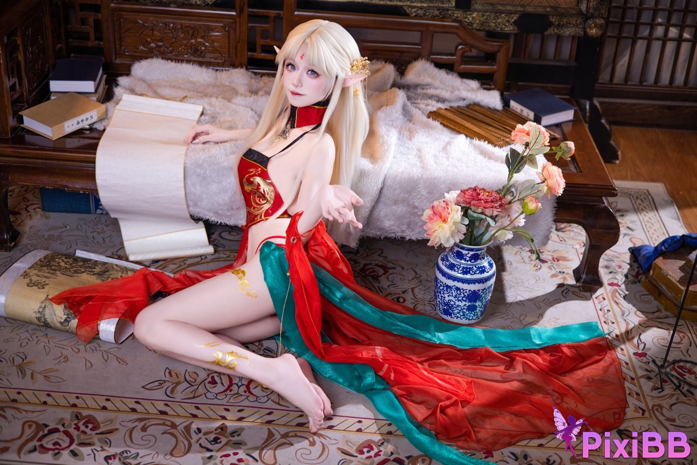Cosplayer Shuangmu Fusu Brest red antique style PixiBB.COM 020
